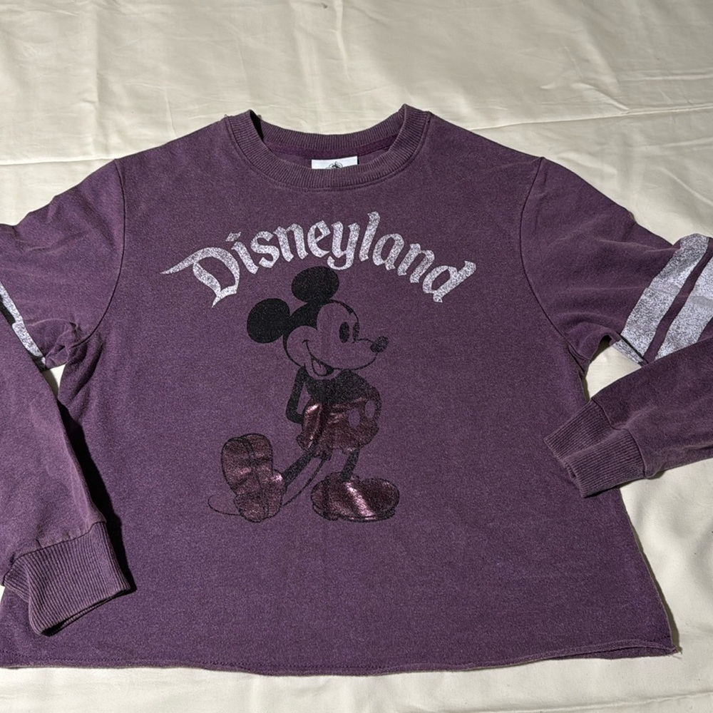 Disney Mickey Mouse Purple Thin Sweatshirt with Shiny Pants and Shoes in X-Small